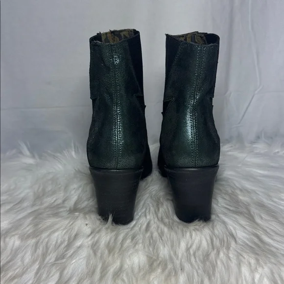 Fly London Black/Metallic Green Women's Ankle Boots Classic Leather Style Sz 41 - Picture 4 of 8